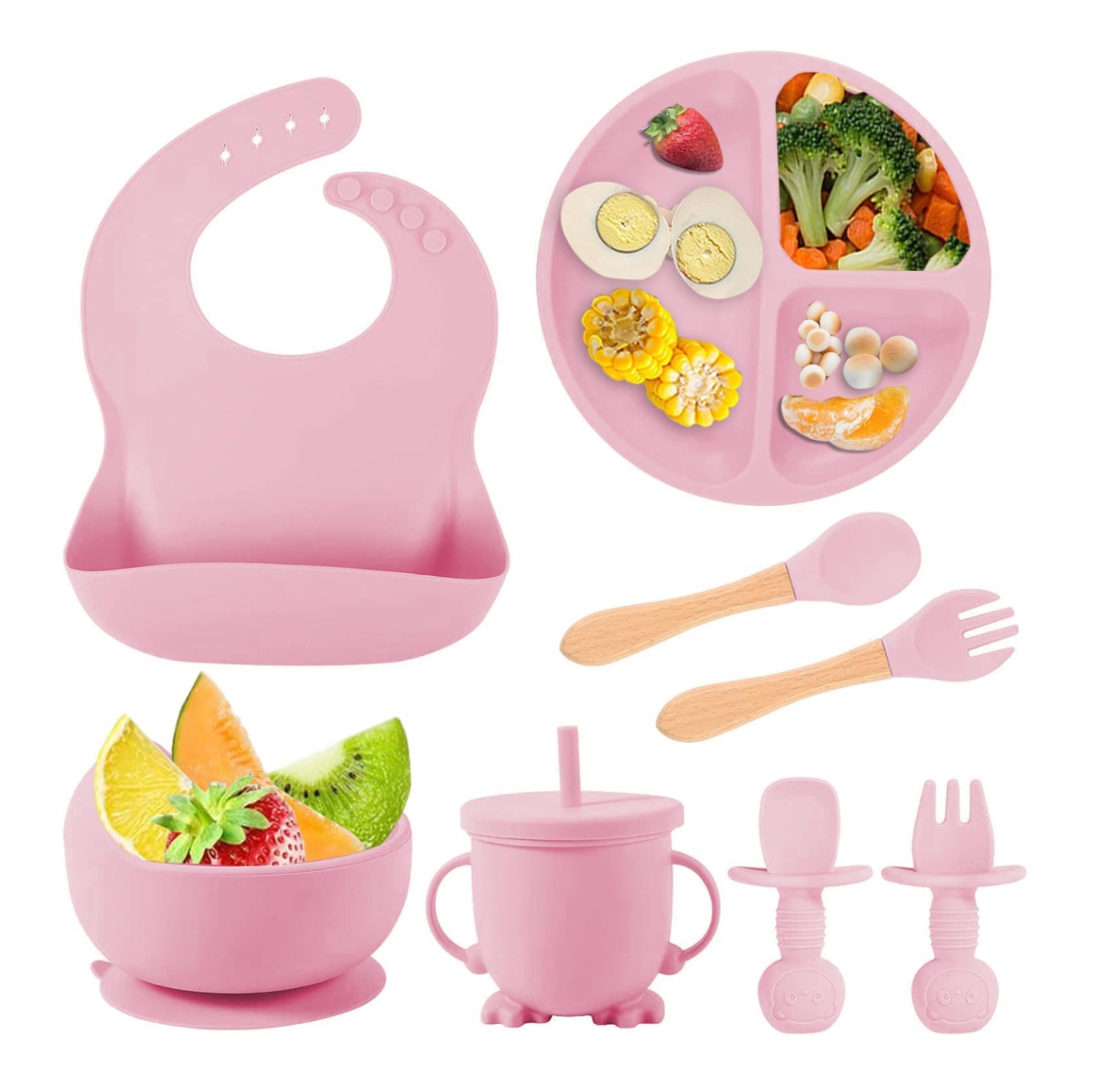 Vajilla para Bebe de Silicona 8 piezas